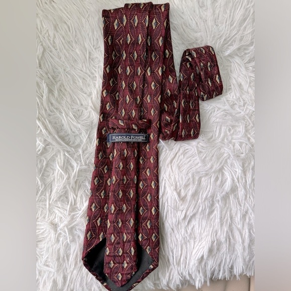 100% Silk Necktie DUO- Puritan steel gray & Harold Powell cranberry both Vintage - Picture 8 of 11